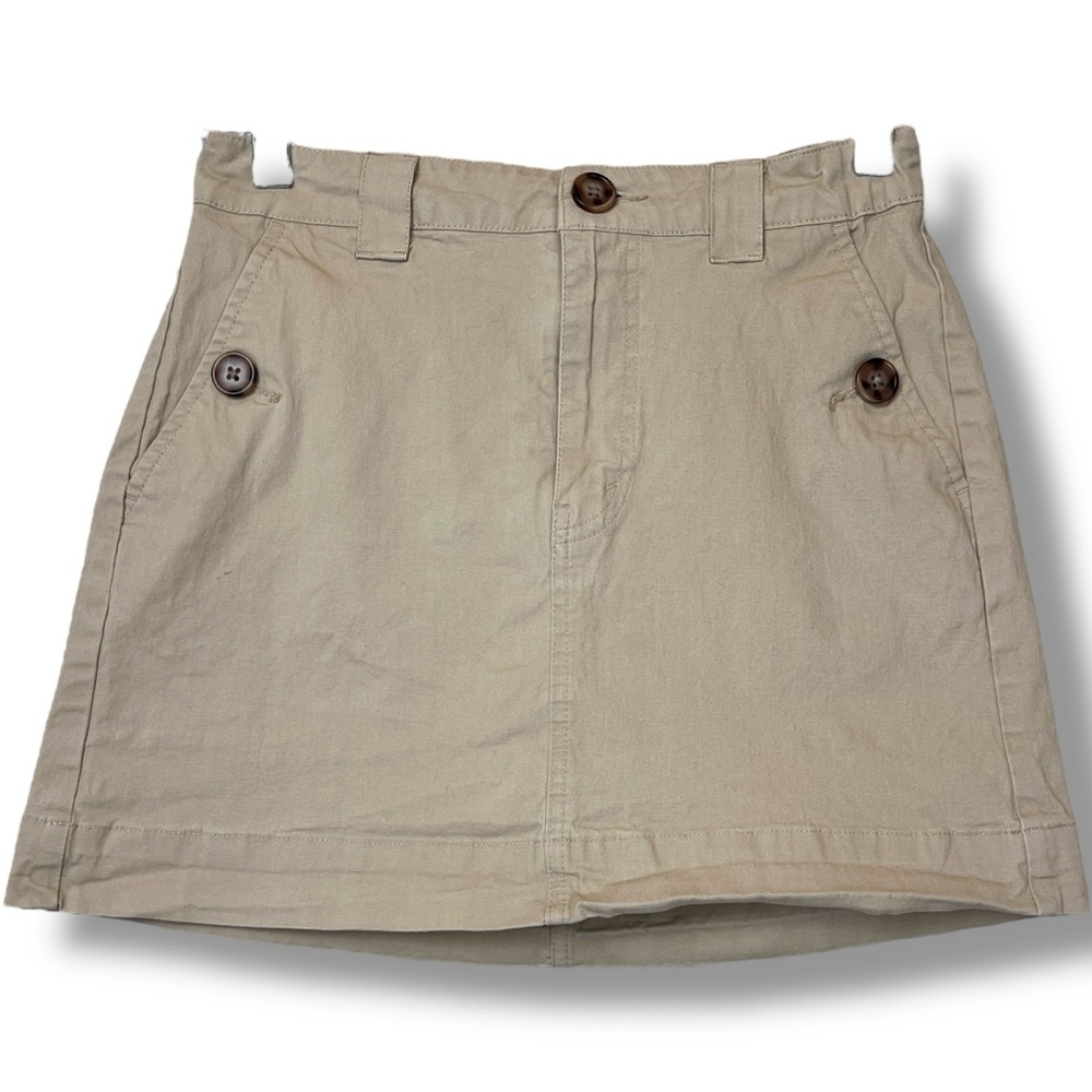 Wild Fable Beige Khaki High Rise HR Cargo Chino Cotton Mini Skirt size 2 - Picture 3 of 6